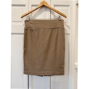VTG Rainbow Pencil Knee Skirt Tan Textured Geo Knit Med/Large Classic Staple
